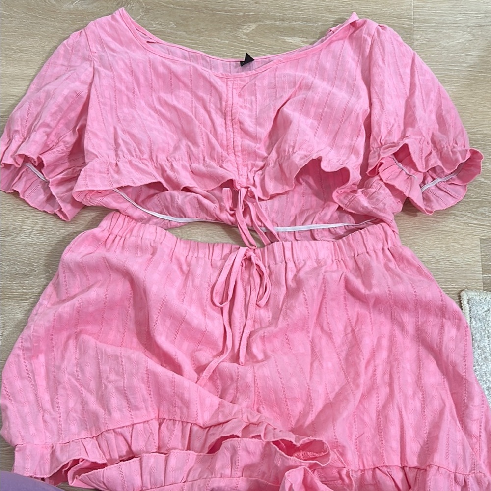 Pink Two-Piece Set with Tie Detail